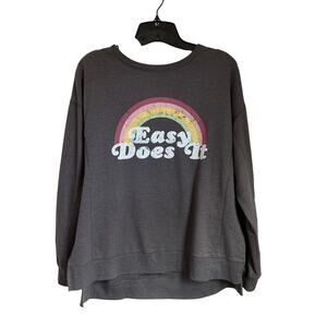 Wildfox Gray Easy Does It Rainbow Women's Sweatshirt Crew Neck Pullover Sz M